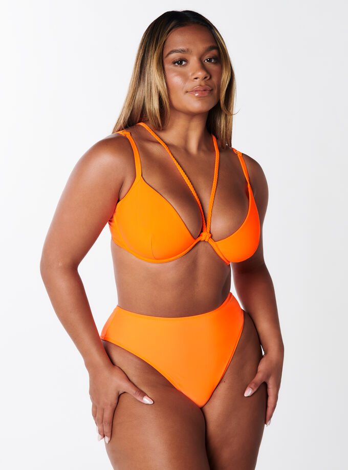 High waist bikini briefs, Neon Orange