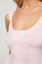 Frill cotton cami and pastel heart leggings set