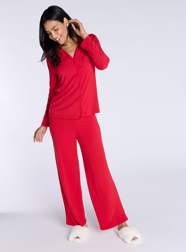 Ribbed modal pyjama top