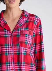 Check fleece pyjamas in a bag