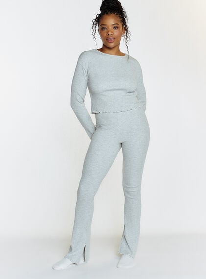 Ribbed cotton flared trousers