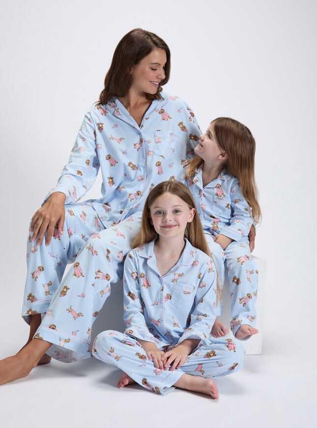 Kids' sausage dog & friends fleece pyjamas in a bag