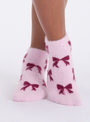 2 pack bow fluffy trainer socks