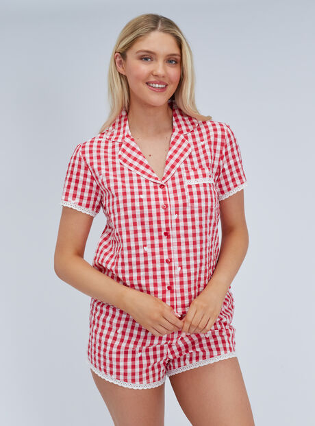 Gingham cotton short pyjama set