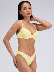 Jamaica striped plunge bikini top