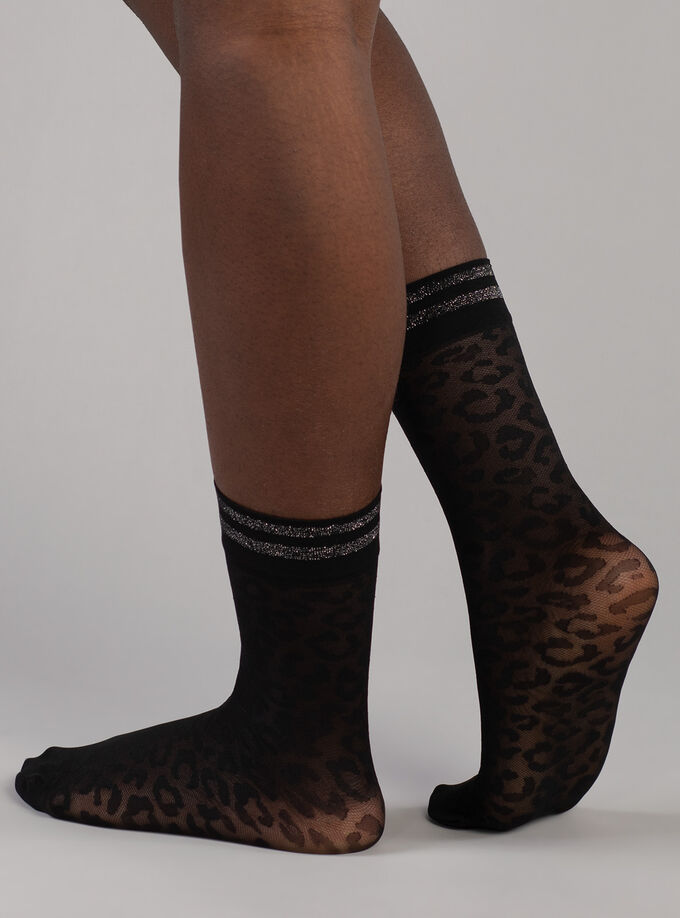 Leopard print sock Black Boux Avenue UK