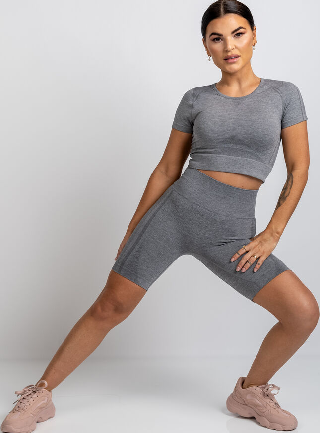 Boux Sport marl short sleeve crop top