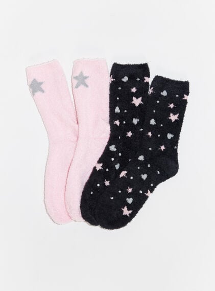 2 pack glitter star cosy socks