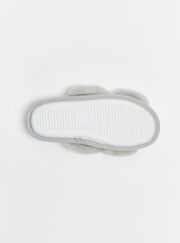 Borg stripe cross band slider slippers