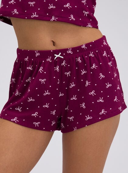 Bow ribbed short pyjama set