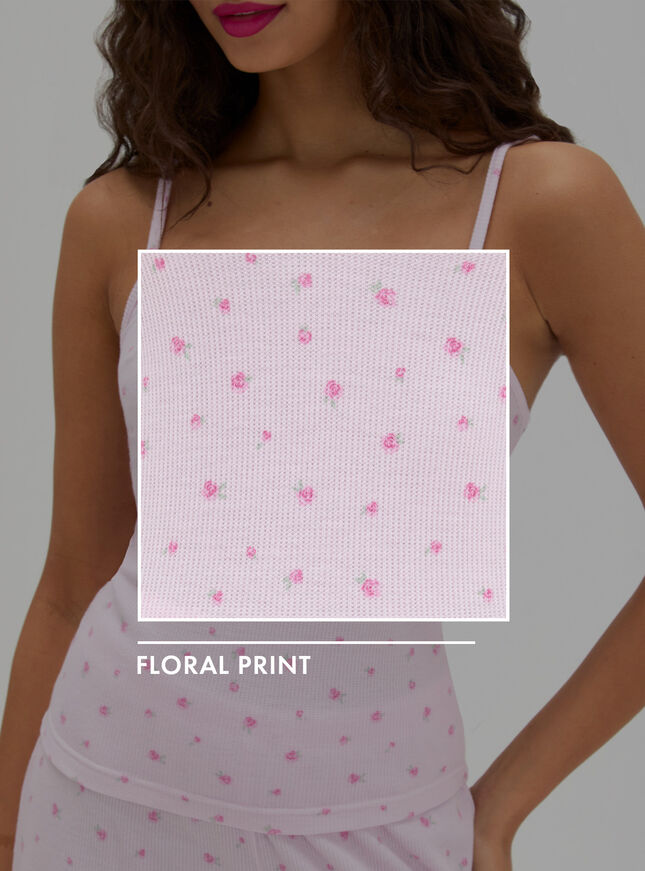 Floral waffle long pyjama set
