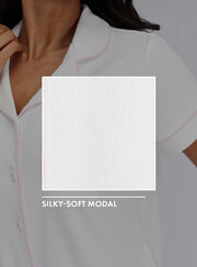 Ribbed modal short sleeved pyjama top