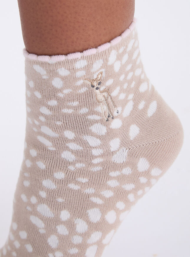 Deer embroidered midi socks