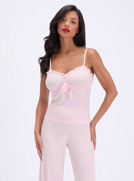 Frill ribbed cami pyjama set