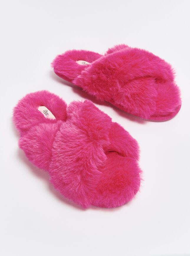Cross band slider slippers | Hot Pink | Boux Avenue UK