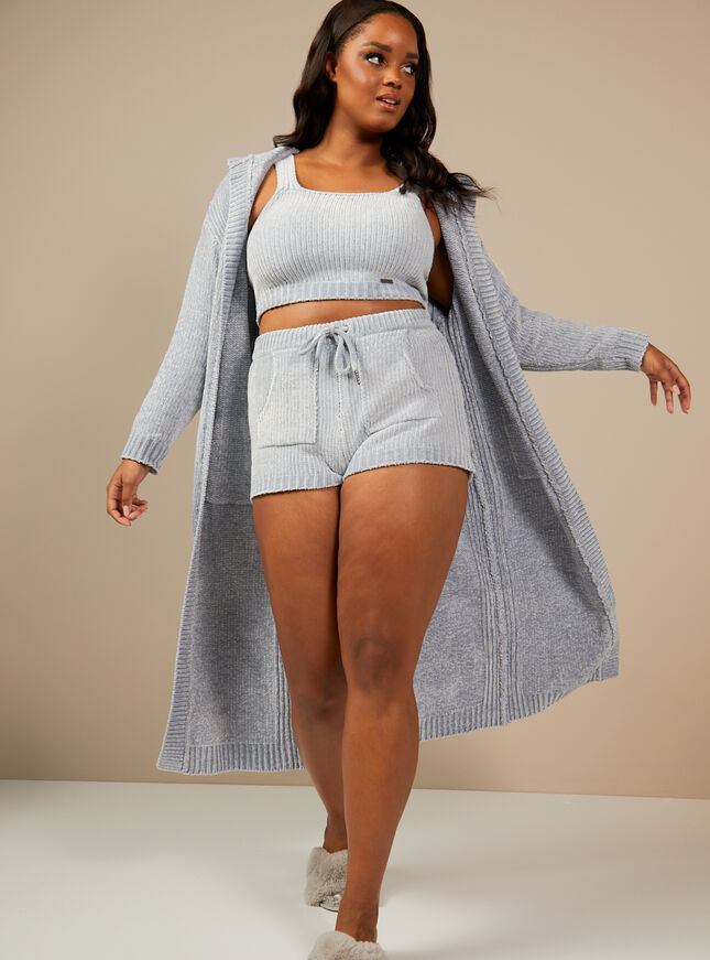 Chenille longline cardigan