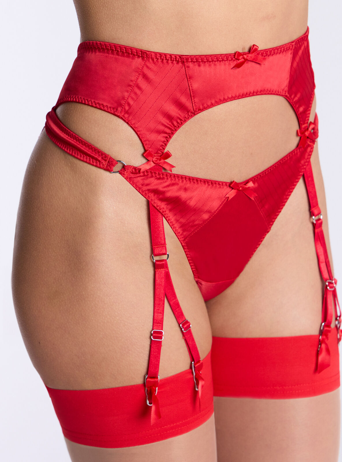 Phoenix satin suspender belt | Red | Boux Avenue UK