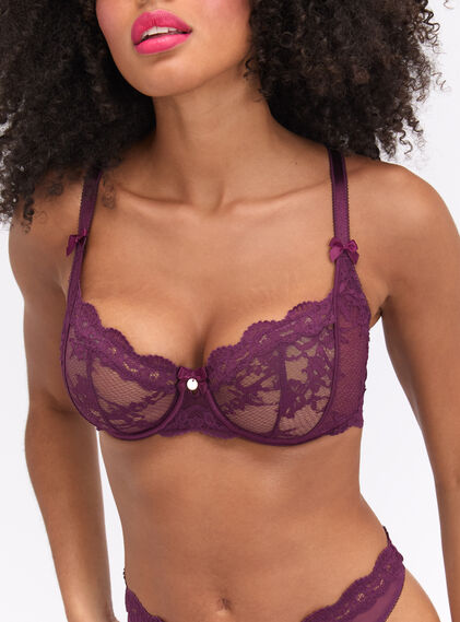 Veronique sheer lace balconette bra