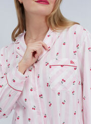 Cherry stripe cotton short pyjamas