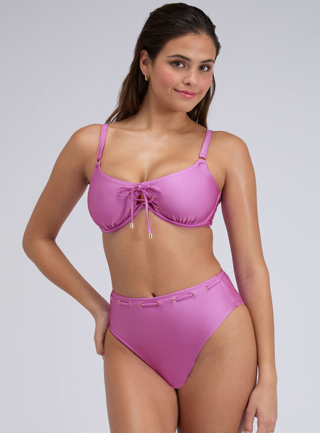 Ibiza lace up high waisted bikini bottoms