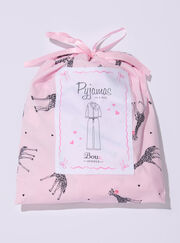 Bubblegum giraffe fleece pyjamas in a bag