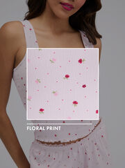 Floral ribbed short pyjama set