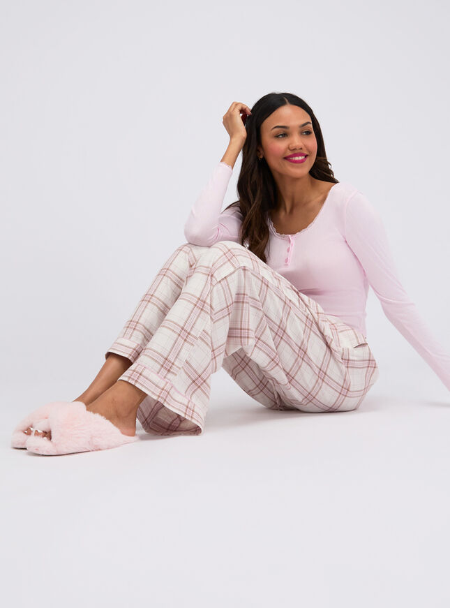 Checked woven long pyjama set