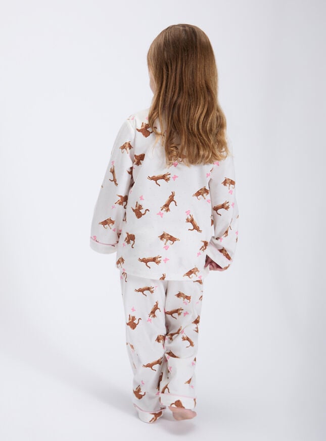 Kids' playful cat fleece pyjamas in a bag