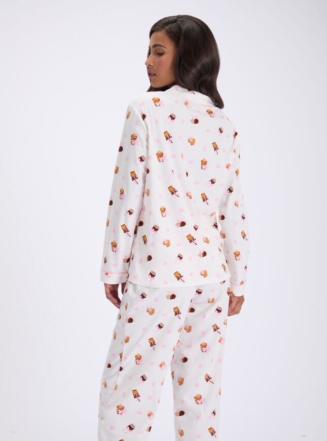 Coffee bar fleece pyjamas in a bag