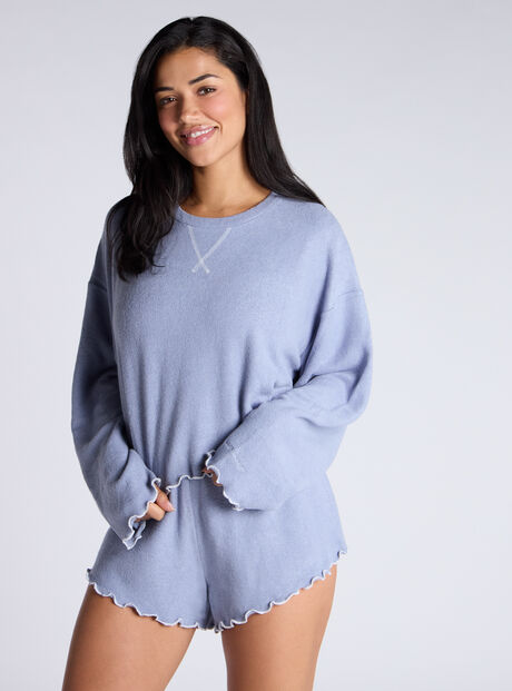 Lettuce edge fleece short lounge set