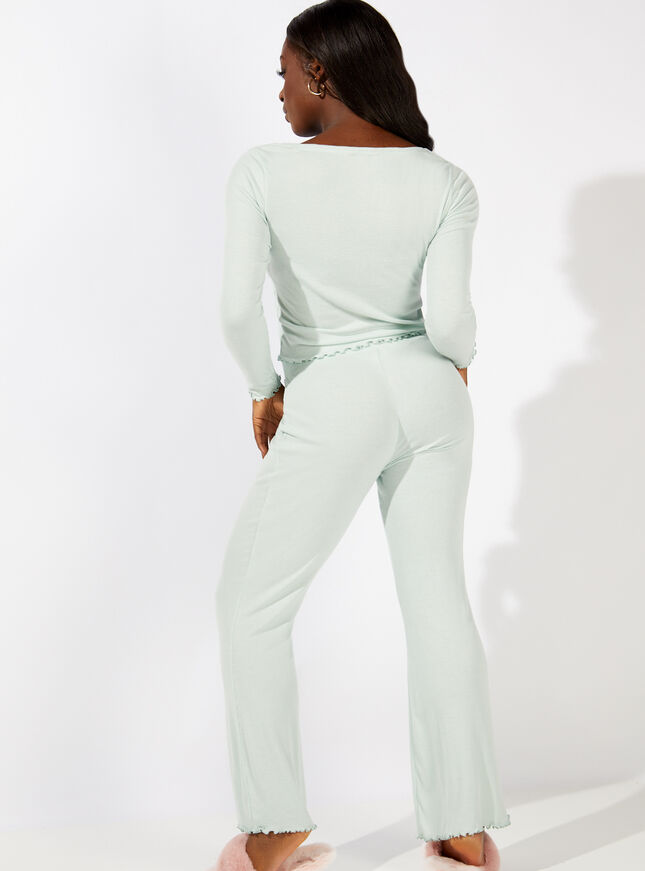 Keyhole tie top and pyjama bottoms set