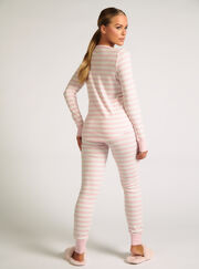 Stripe ribbed henley and leggings pyjama set