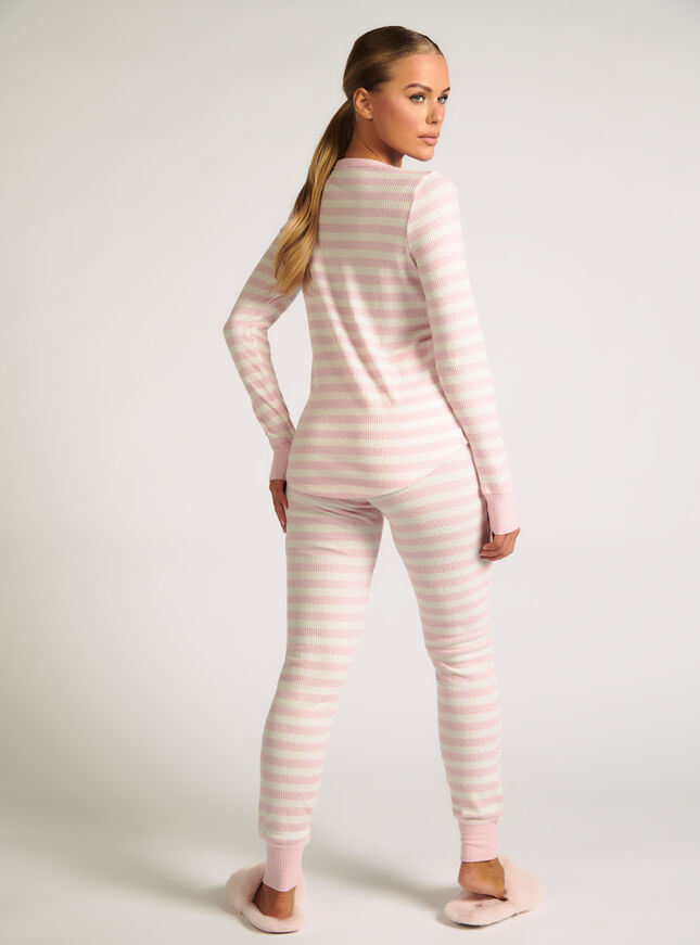 Stripe ribbed henley and leggings pyjama set