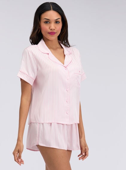 Striped oversized satin short pyjama set