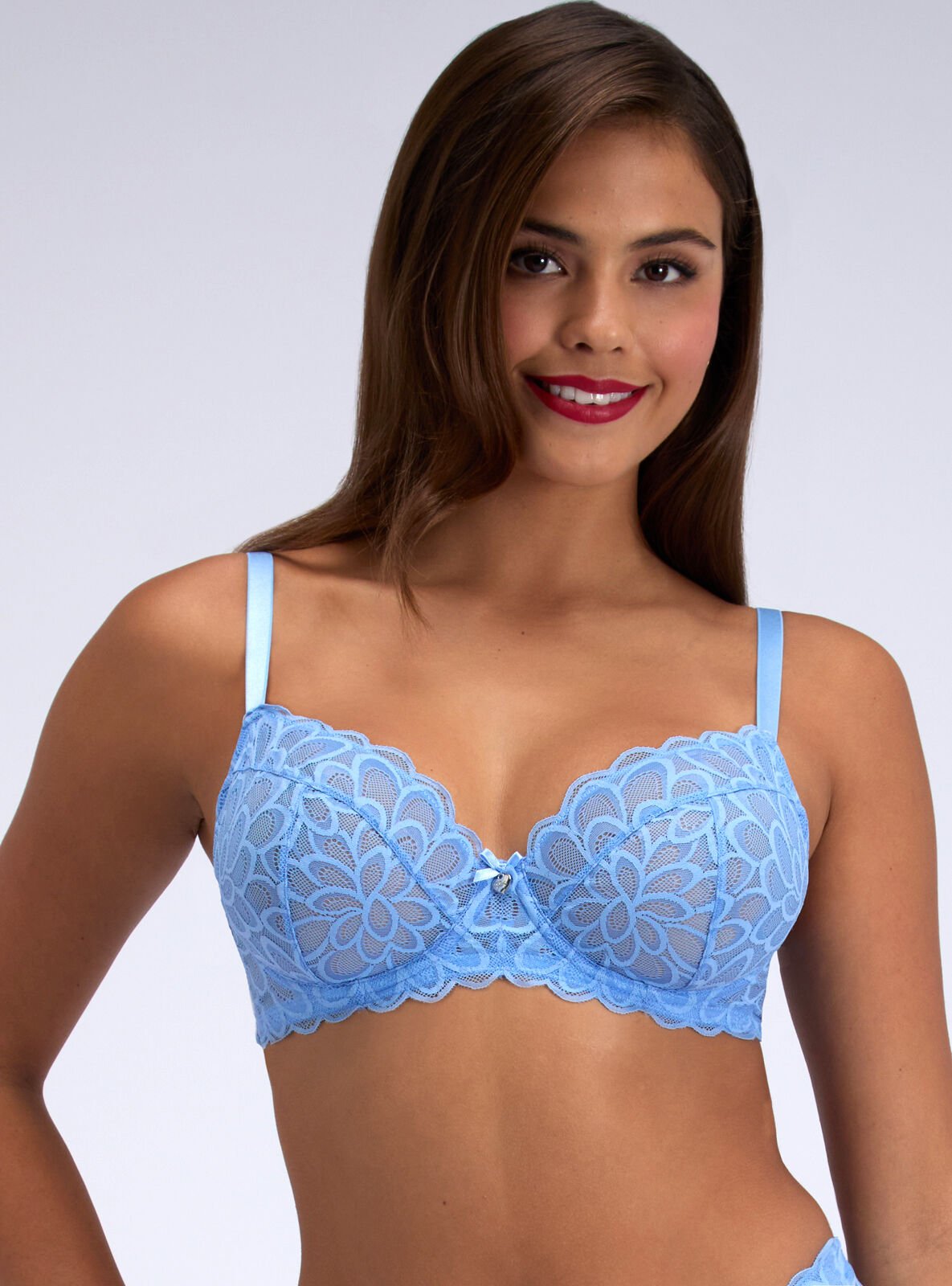 Boux Avenue Eden lace balconette bra - Cornflower - 30DD