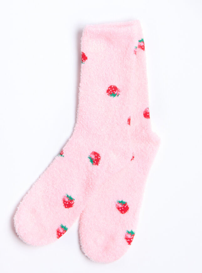 Strawberry fluffy ankle socks