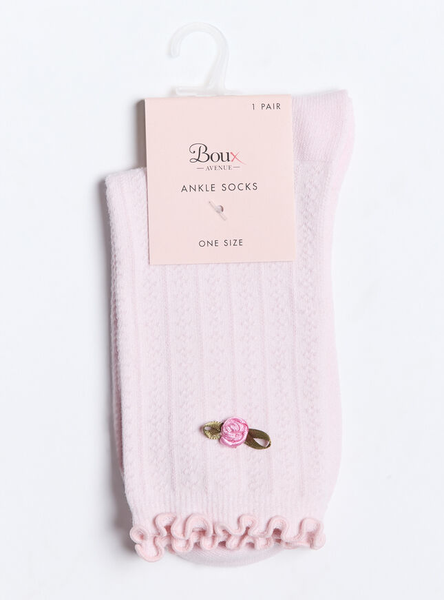 Rosebud cotton pointelle ankle socks