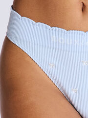 Ribbed seamless bow embroidered thong