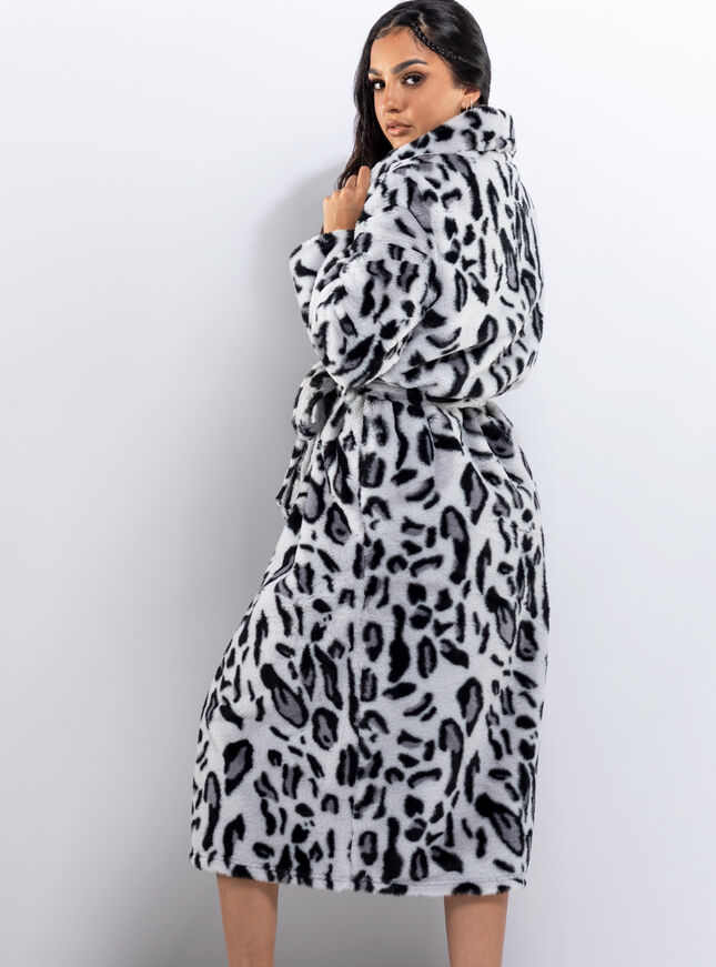 Leopard print long dressing gown
