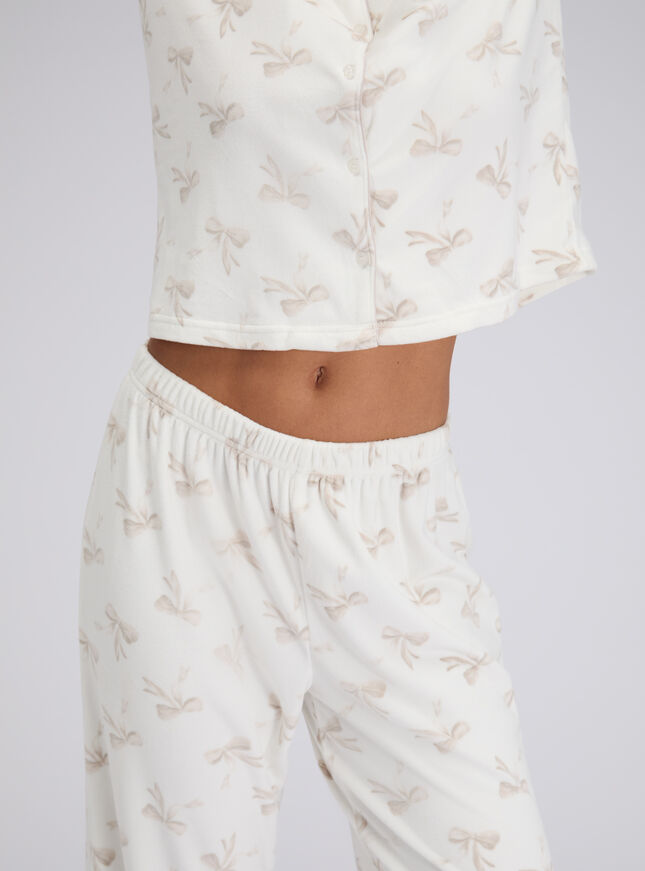 Bow velour pyjama set