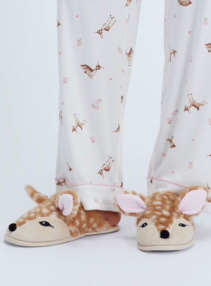 Deer plush mule slipper
