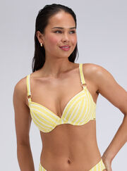 Jamaica striped plunge bikini top