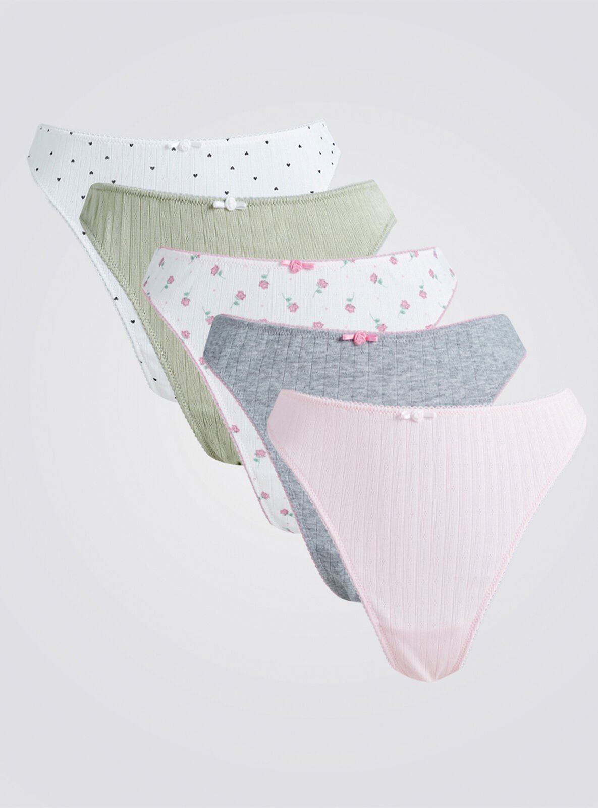 Boux Avenue 5 pack Rosie pointelle thongs - Multicoloured - 08