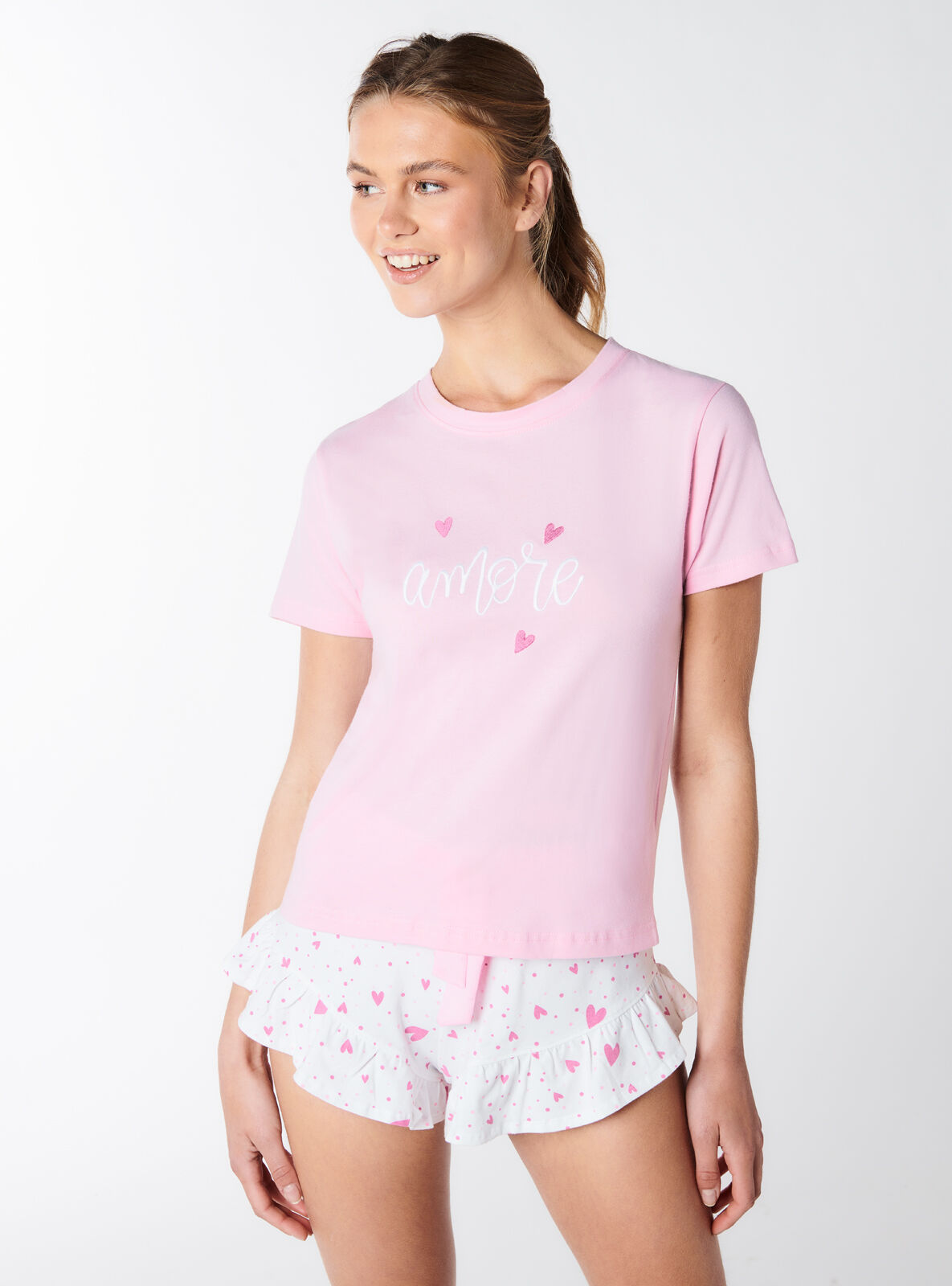 Boux Avenue Amore short pyjama set - Pink Mix - 10