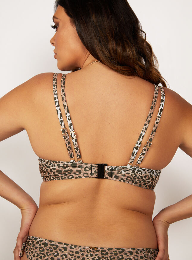 Full support padded leopard print bikini top