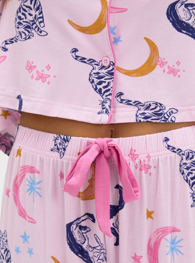 Cat & moon modal long pyjama set