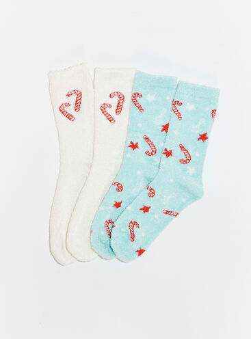 2 pack candy cane cosy socks