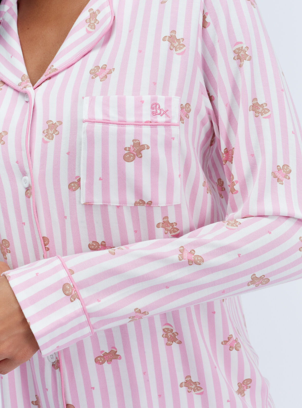 Gingerbread Pyjamas Gingerbread striped modal long pyjama set | Boux Avenue UK