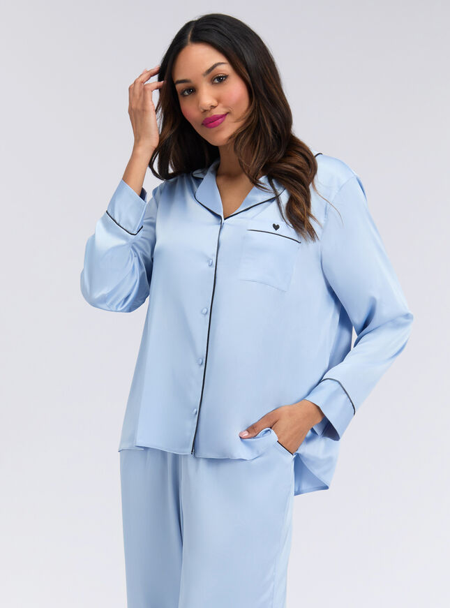 Oversized satin top and pant pyjama set