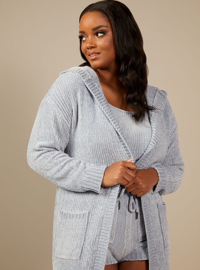 Chenille longline cardigan